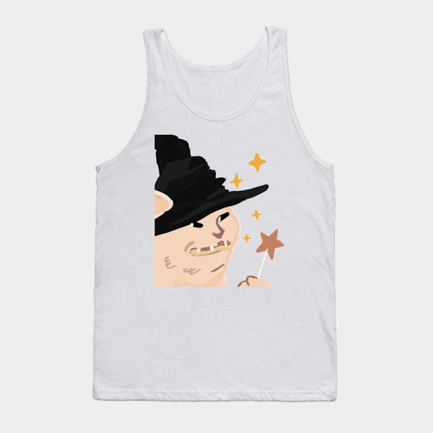 Grimacing Grinning Magic Meme Cat Tank Top by JJMonty-Art